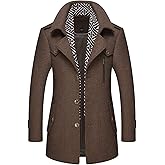 CHARTOU Men's Stylish Scarf Single Breasted Wool Walker Coat Thick Winter Jacket-6 Colors