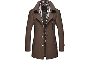 CHARTOU Men's Stylish Scarf Single Breasted Wool Walker Coat Thick Winter Jacket-6 Colors