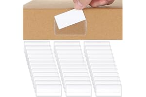 Jeyiour 100 Pcs Label Holders Adhesive Nameplate Pockets Storage Bin Labels Index Card Holder Shelf Plastic Peel Stick for Classroom Supermarket Bookshelf Library Student Box Drawer (2 x 1 Inch)