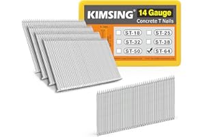 CHINA-TOP SILVER KIMSING 14 Gauge 2-1/2'' Length (64 mm) Concrete Nails 800 PCS/BOX, Concrete T-Nails for Concrete Nailers Smooth Shank