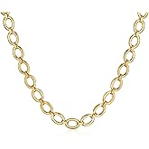 CHESKY 14K Gold Plated Chunky Necklace for Women, Trendy Paperclip Cuban Link Chain Necklace Waterproof Statement Choker Necklace Fashion Non Tarnish Jewelry