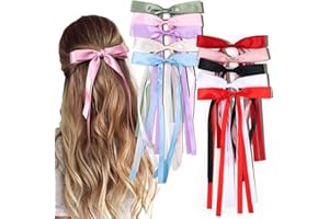 CADEYA 10PCS Bow Hair Clips for Women Girls, Tassel Hair Ribbon Ponytail Holder Accessories, Cute Metal Alligator Clips Barrettes Toddlers Kids Bows for Birthday Valentine's Day Gifts