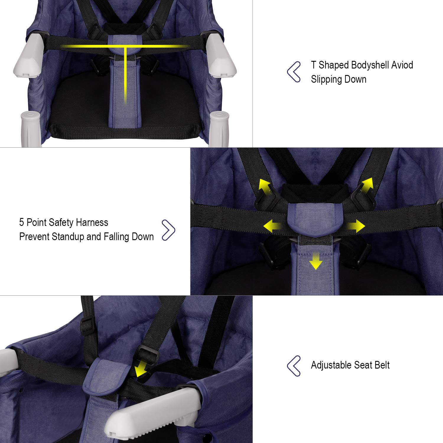 VEEYOO Hook On High Chair - Compact Fold Clip On High Chair for Baby Toddler, Portable Baby High Chairs for Travel or Restaurants (Navy) : Baby