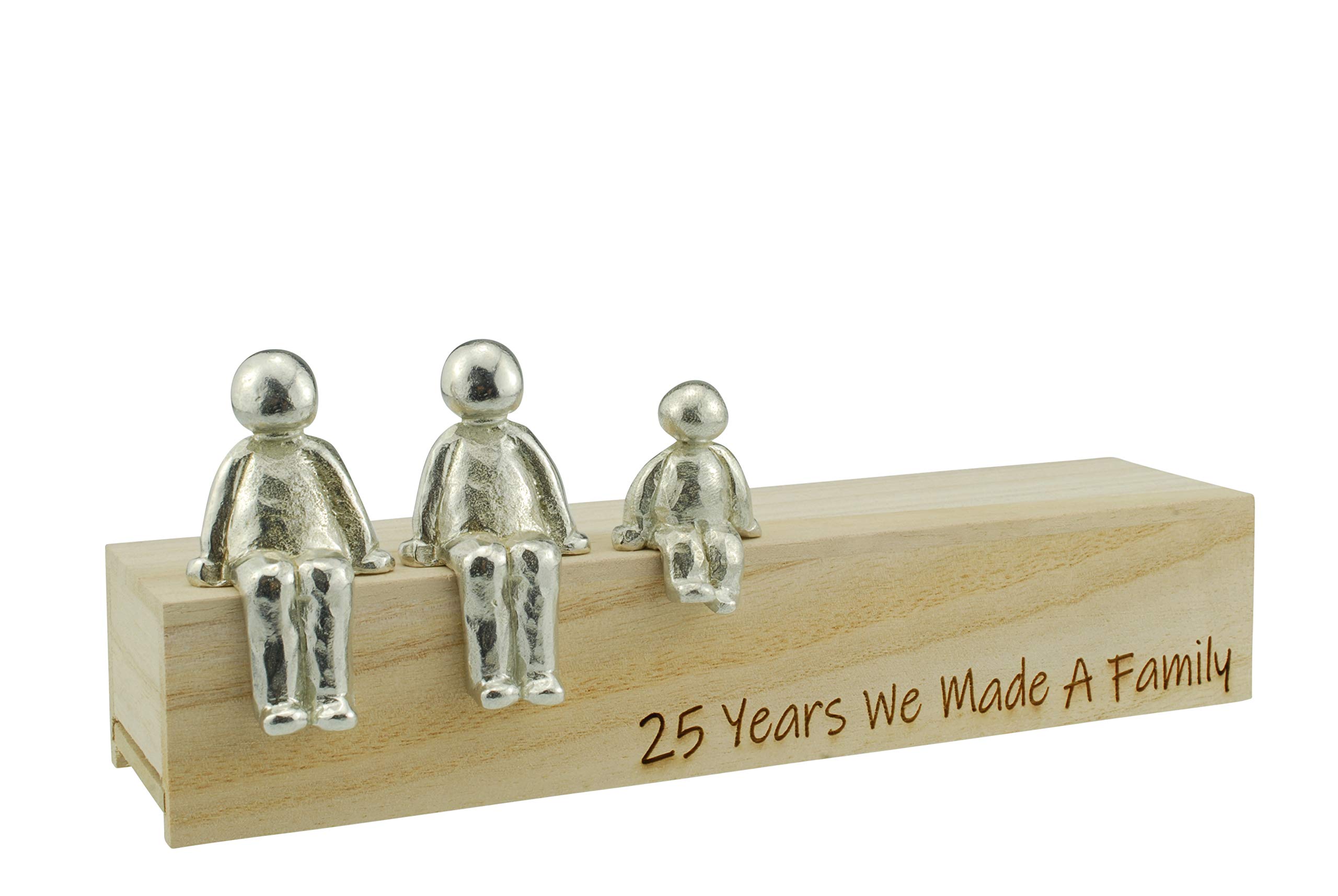 Pirantin 25th Anniversary Idea - 25 Years We Made A Family Metal Ornament - Choose Your Family Combination Box & Woodgrain May Vary(1 Child)