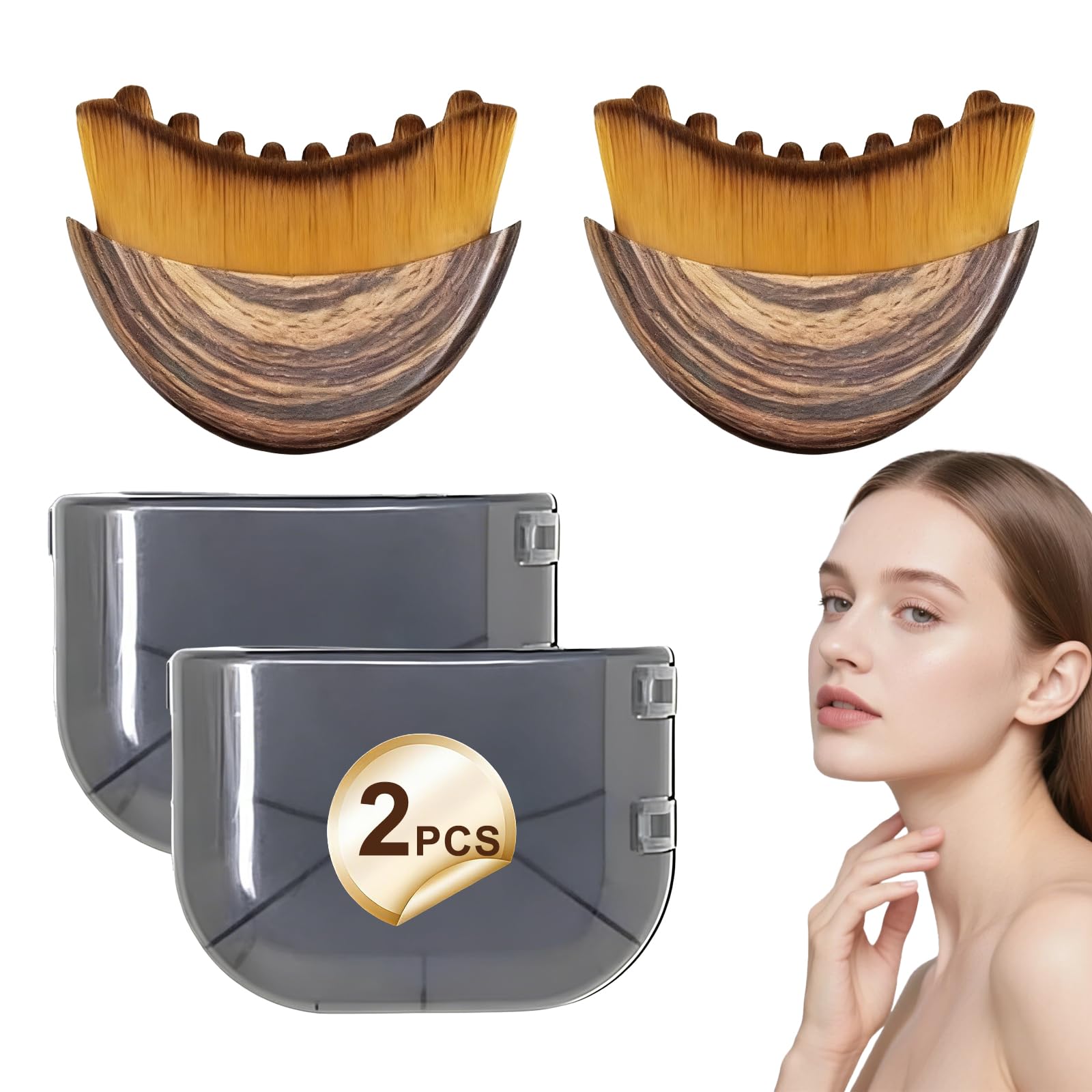 Photo 1 of 2 PCS Lymphatic Contour Face Brush - Ergonomically Designed to Precisely Fit Skin and Relieve Fatigue (2 Pcs Contour Face Brush)