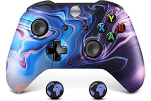 ISFERCH Wireless Controller Compatible with Xbox One Design Blue & Purple Swirl Model for All Xbox One Models, Series X/S and PC Windows with 3.5mm Audio Headphone Jack (Blue & Purple Swirl Version)