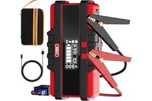 SAFEMATE PJS06 2500A Car Battery Jump Starter, Portable 12v Battery Booster, Jump Box and Charger, with Voltage Detection, Built-in Protection and LED Warning Light for 8.0l Gas and 6.5l Diesel
