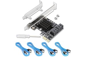 4-Port SATA Card, PCIe 3.0 to SATA - Non-Raid, Boot as System Disk - Plug & Play - Support 4 SATA 3.0 Devices with 4 Cables &