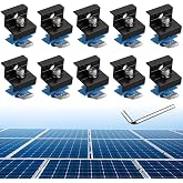 Anbte 10Pcs Solar Panel End Clamps for Standard Unistrut, 30mm/35mm, Black | Aluminum Alloy Solar Panel Brackets with Nuts Bolts, Solar Panel Mounting Kit for Metal Roof, Tin Roof, Flat Roof, Sheet Roof