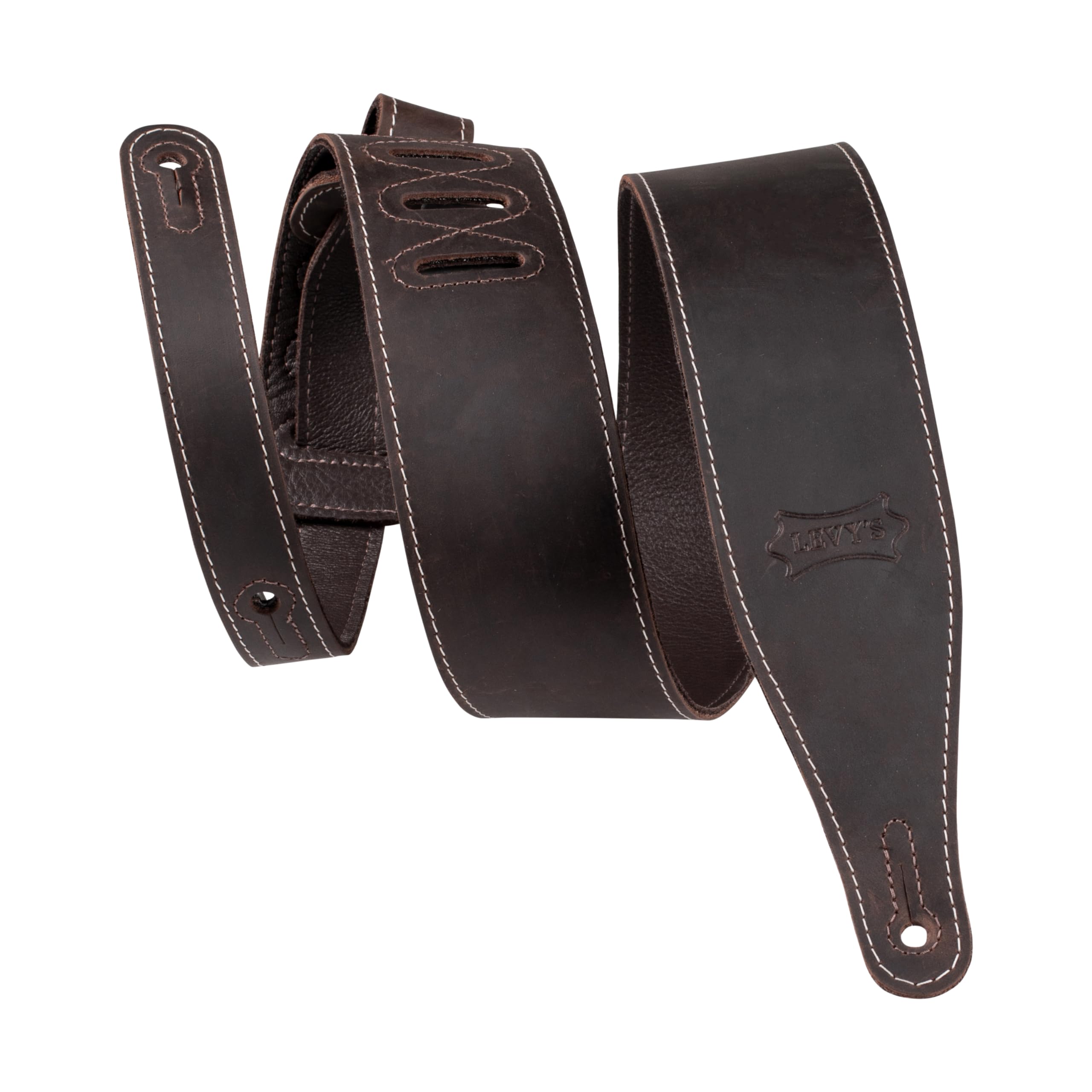 Levy's Leathers M17BAS-DBR - Butter Leather Guitar Strap 2.5" Wide Dark Brown