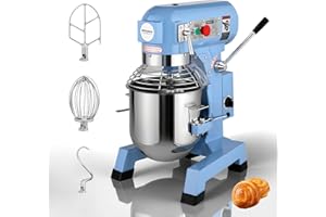 ROVSUN 15QT Commercial Food Mixer, 550W Electric Commercial Dough Mixer with 3-Speeds Adjustable, Heavy Duty Commercial Stand Mixer with Stainless Steel Bowl for Bakery Pizzeria Restaurants, Blue