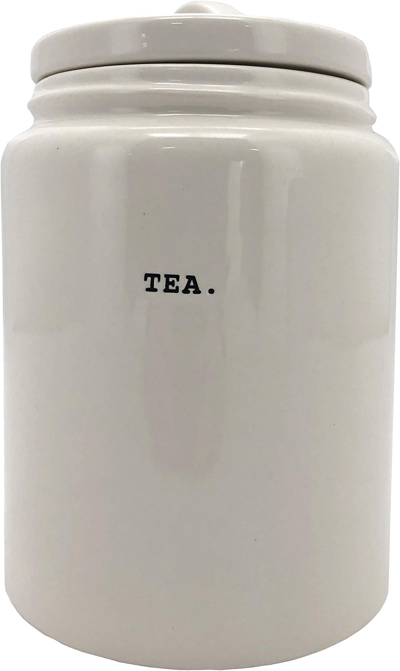 Rae Dunn TEA. in Typeset Letters Canister Food Storage Cookie Jar Snack Container 6 inch with lid. By Magenta.