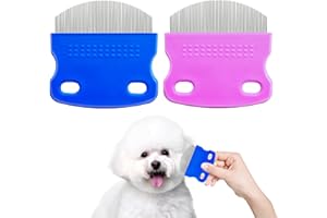 JIGFEW 2 Pack Professional Eye Comb For Pets,Stainless Steel Tear Stain Remover,Flea Lice Comb,For Cats & Dogs,Gentle Round-Head Grooming Tool,Precisely Removes Stains, Dirt And Debris From The Eye Area
