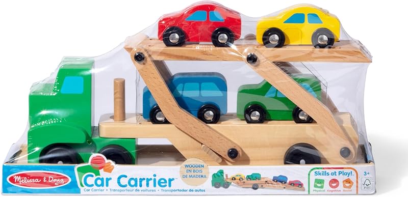 Transportador De Autos. Juguetes De Madera para Los Niños