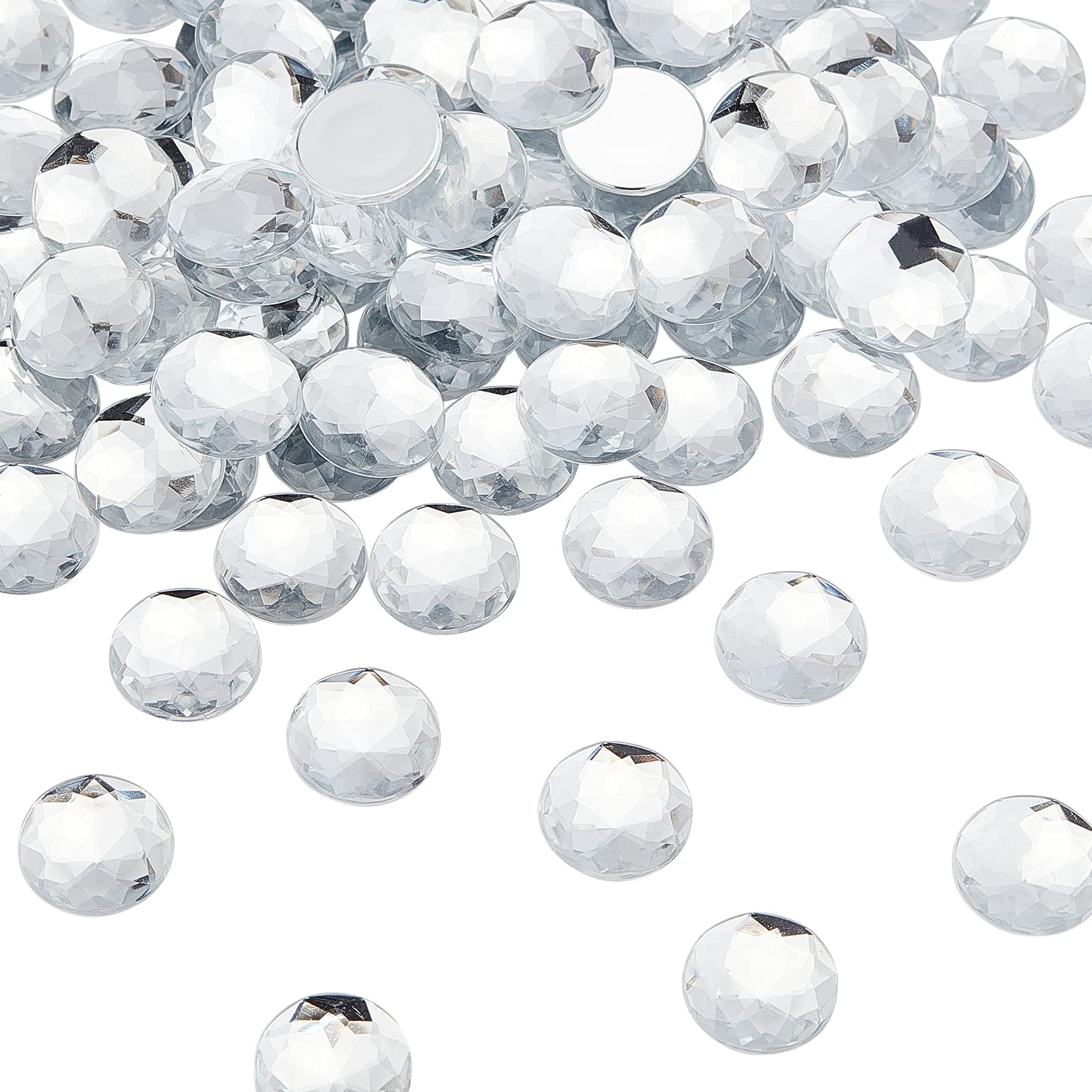 FINGERINSPIRE 110 Pcs 20mm Flat Back Round Acrylic Rhinestone Gems with Container Clear Circle Crystals Bling Jewels Acrylic Jewels Embelishments for Costume Making Cosplay Jewels Crafts