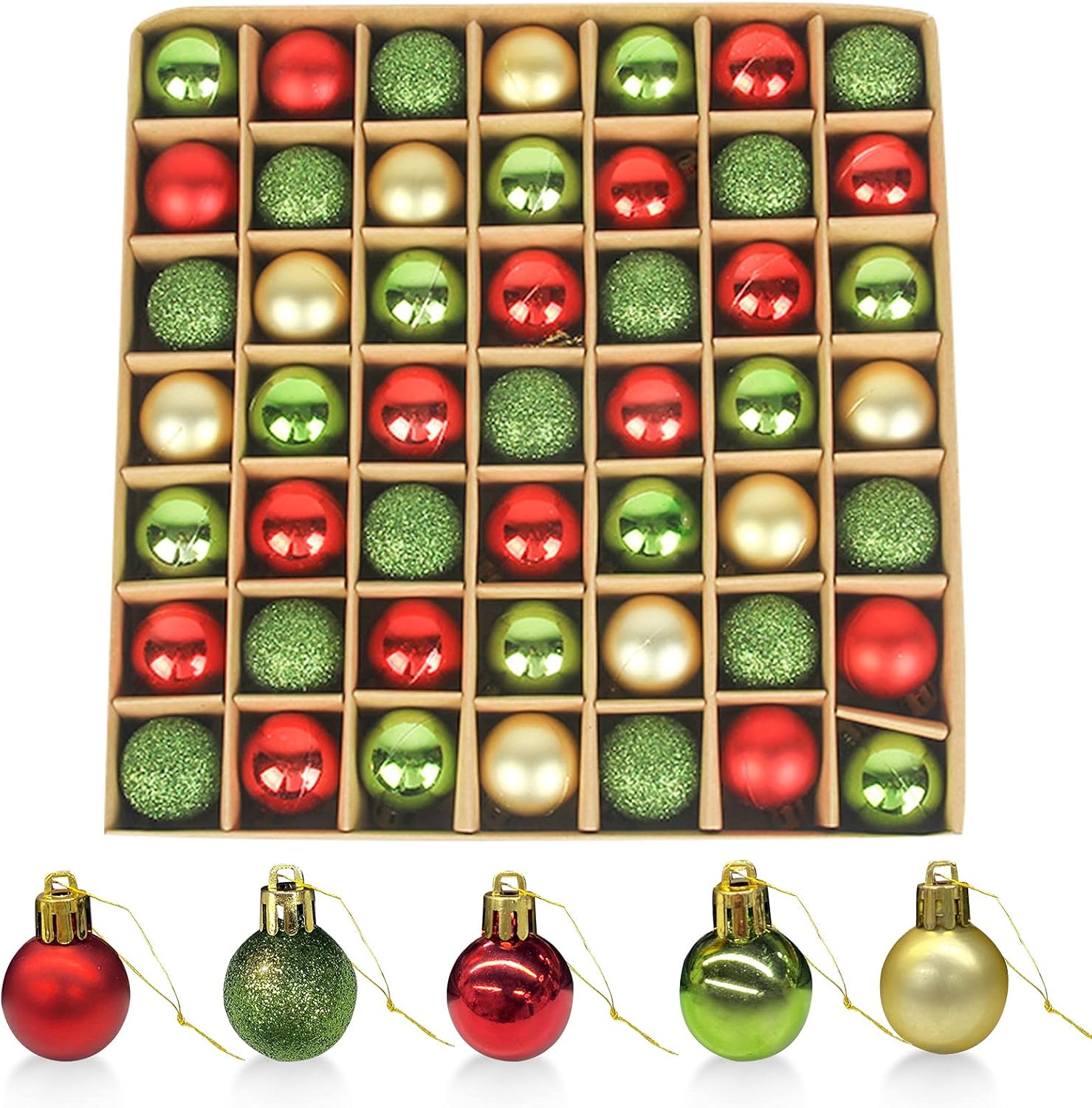 Ornaments - Fimcosy 1 Inch Miniature Christmas Ball Ornaments Set of 49 pcs Mini Christmas Tree Decorations for Small Christmas Tree Decor Home Indoor Decoration