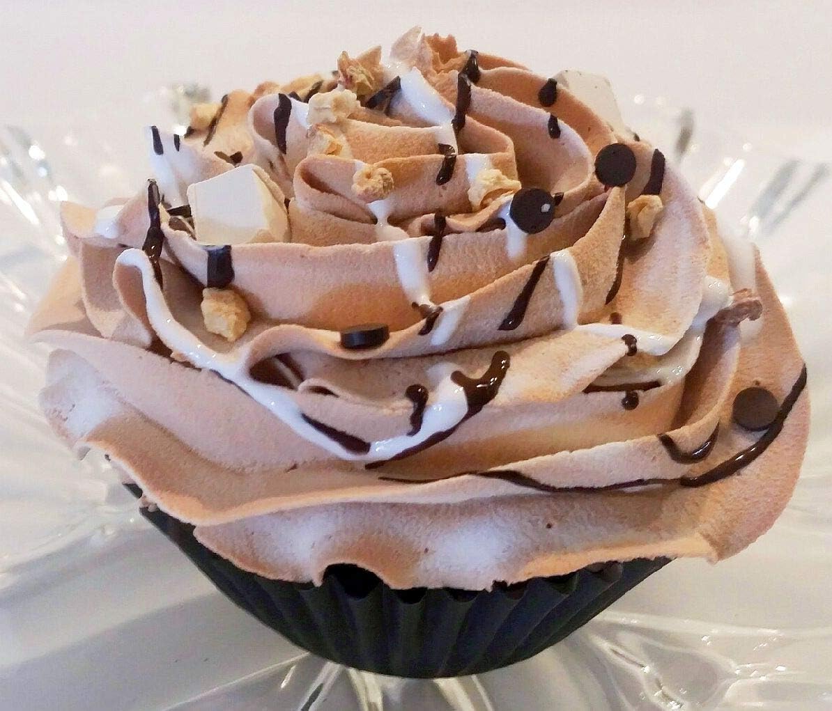 DezicakesFake Cupcakes & Cake – Artificial Cakes for Display – Faux Cake Decorations for Home & Kitchen - Cake Plate Fake Food Desserts -Rocky Road Cupcake