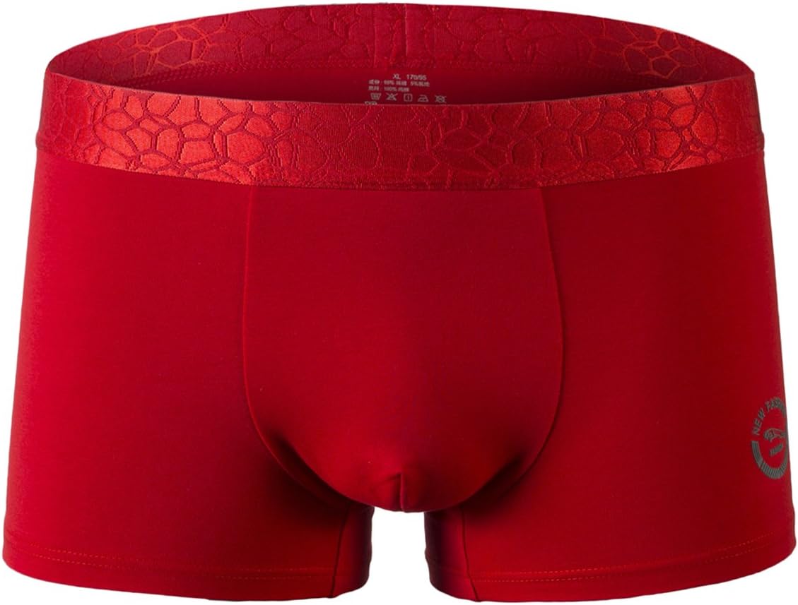 Nynelsong Men's Micro Modal Soft Sexy Dual Pouch Front Fly Trunk Underwear,Red