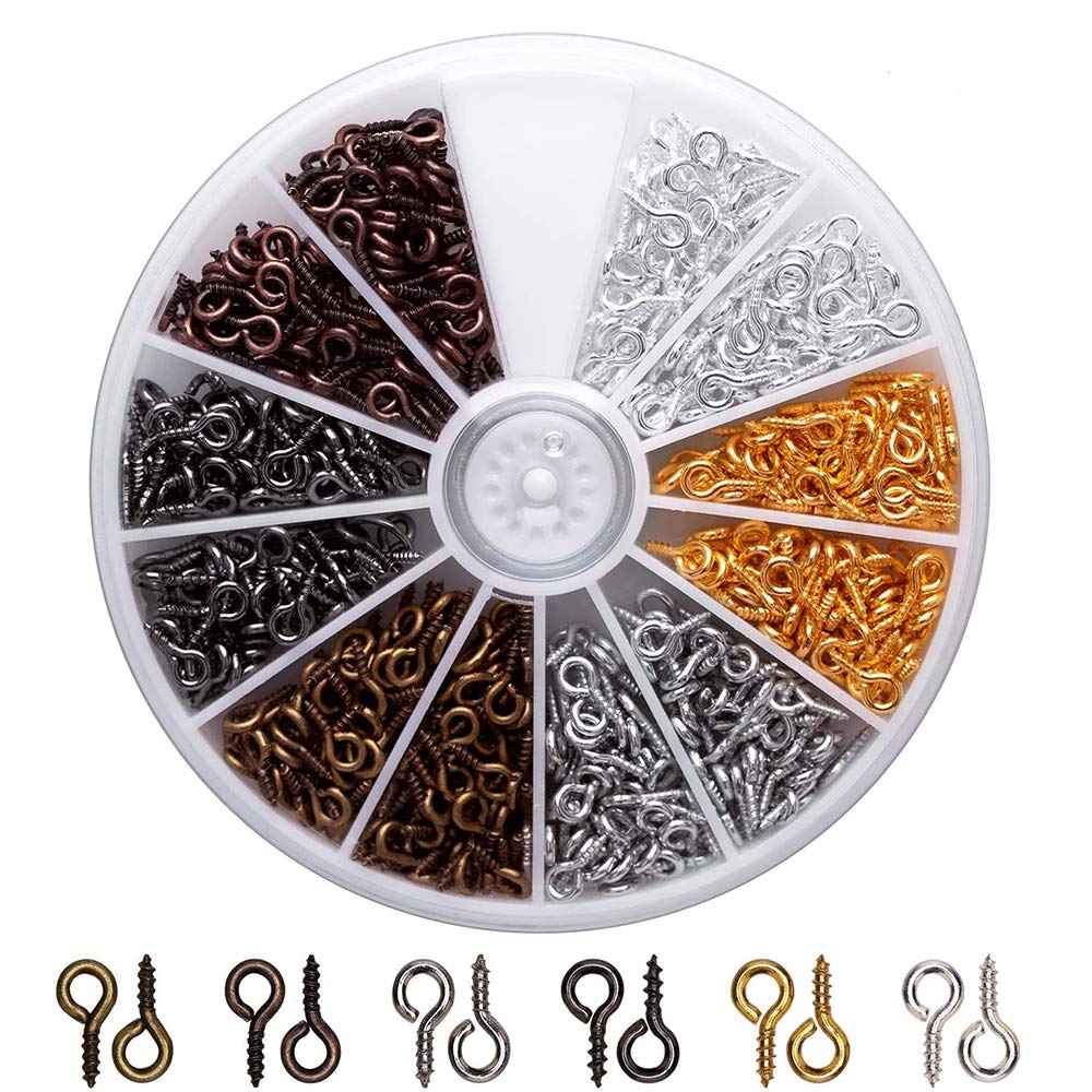 Lhbfcy Eye Bolts Screw Hooks Mini Pins Eye Eyelet Screws Jewelry Making Eye Bolts Bulk Accessories Jewellery-Making Eye Ring Threaded Headd Hooks DIY Arts for Resin, Jewelry, Bead and Plastic 600Pcs