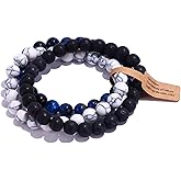 SONNYX 3PCS Crystal Stone Bracelets for Women Men Semi-Precious Gemstone Bracelets 8mm Round Beads Stretch Beaded Bracelet Jewelry