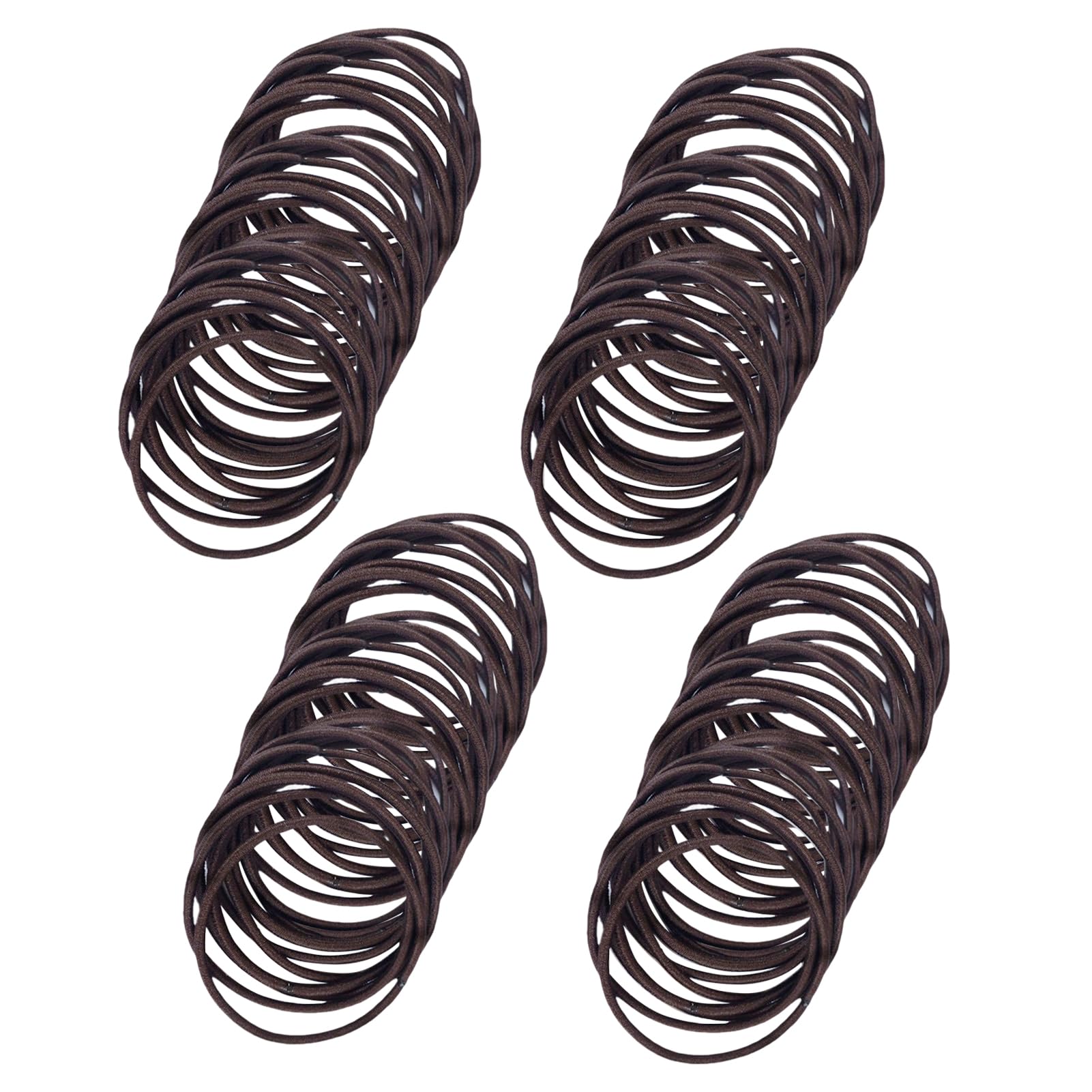 100 PCS Elastic Hair Bands, 2mm Thin Hair Bobbles Seamless Ponytail Holders for Fine Hair, Strong Small Bulk Hair Ties No Metal Gentle Elastics No Damage Snag Free for Women Girls Kids (Coffee)