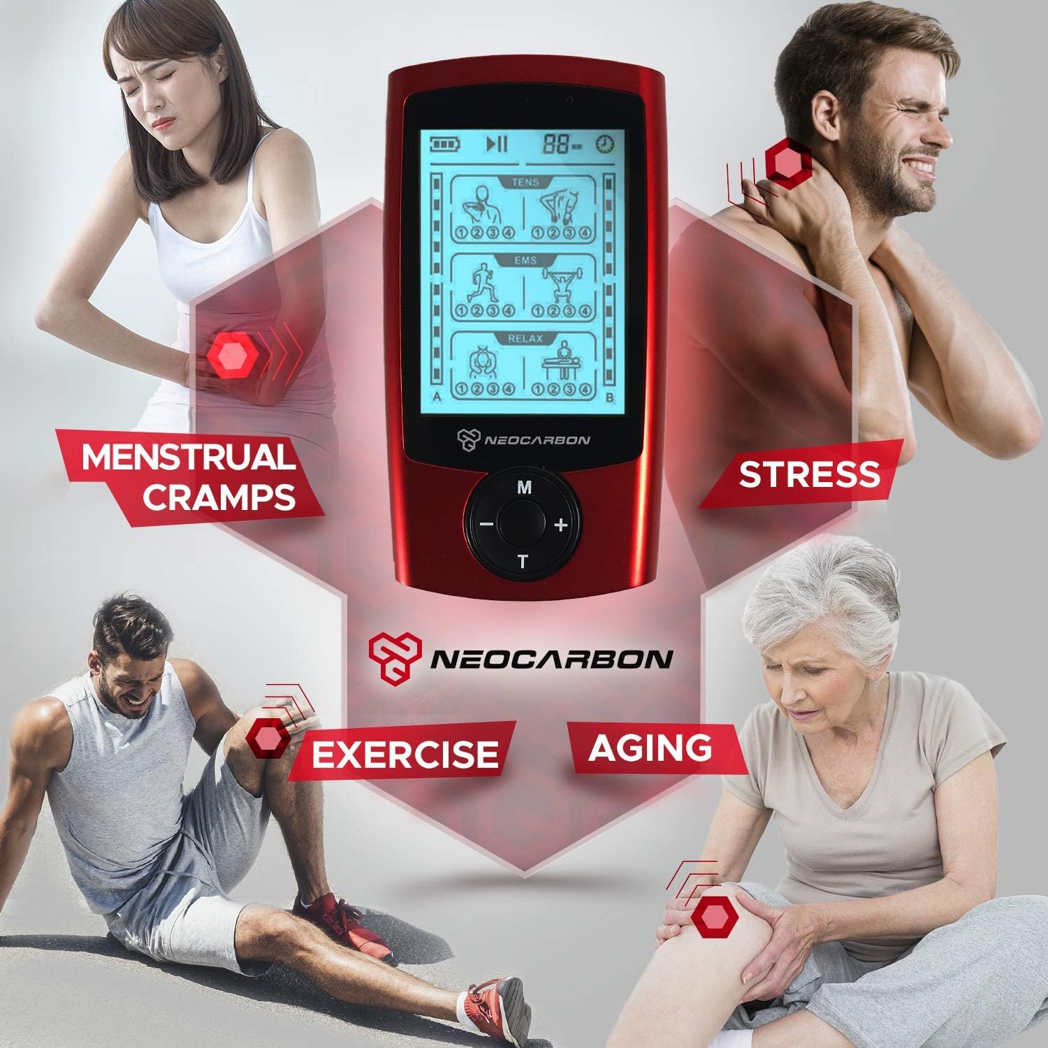Dual Channel TENS EMS and Relax Muscle Stimulator, Electronic Pulse Massager Unit, 14 Electrode Pads, Travel Case: Health & Personal Care