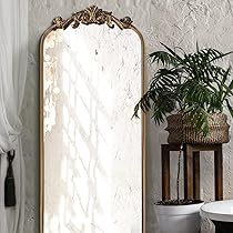 アンティーク姿見　hair mirror Amazon.com: OUSHUAI Large Gold Antique Mirror, Tall Arched