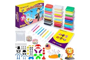 SUNCLAY Air Dry Modeling Clay - 36 Colors With 80 Pages Tutorial Booklet, 8 Tools, 5 Accessories - Non-Toxic Molding Kit for 