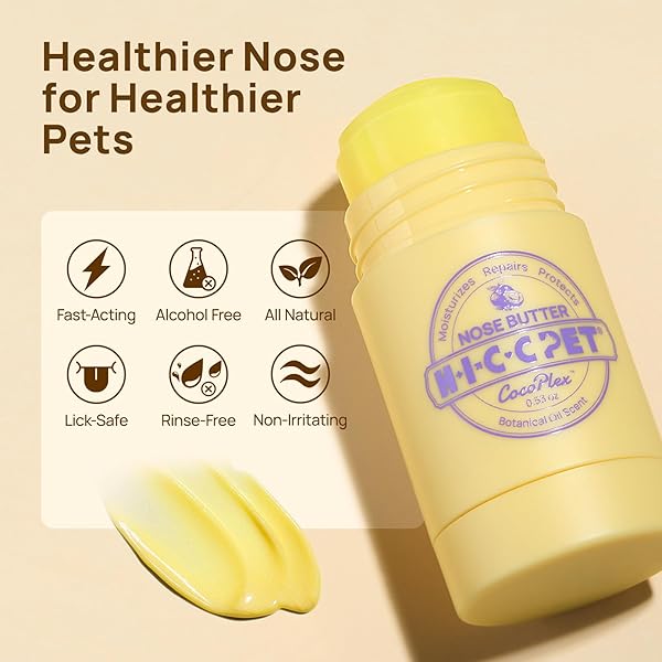 HICC PET NOSE BALM FOR DOG & CAT – MOISTURIZES REPAIRS SOOTHES DRY/CRACKED NOSE – DOGS SNOUT SOOTHER WITH FERMENTED COCONUT OIL, DOG NOSE BUTTER DAILY CARE & PROTECTION – ALL NATURAL & LICK SAFE