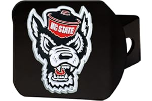 FANMATS 25587 NC State Wolfpack Black Metal Hitch Cover - 3D Color Emblem with Metal Chrome 3D Logo Emblem – Easy Installation on Truck, SUV, Car - Ideal Gift for Die Hard NCAA Fan