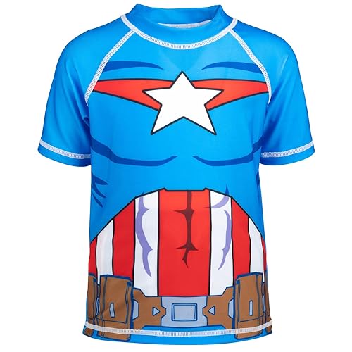 Marvel Avengers Captain America Toddler Boys Rash Guard and Swim