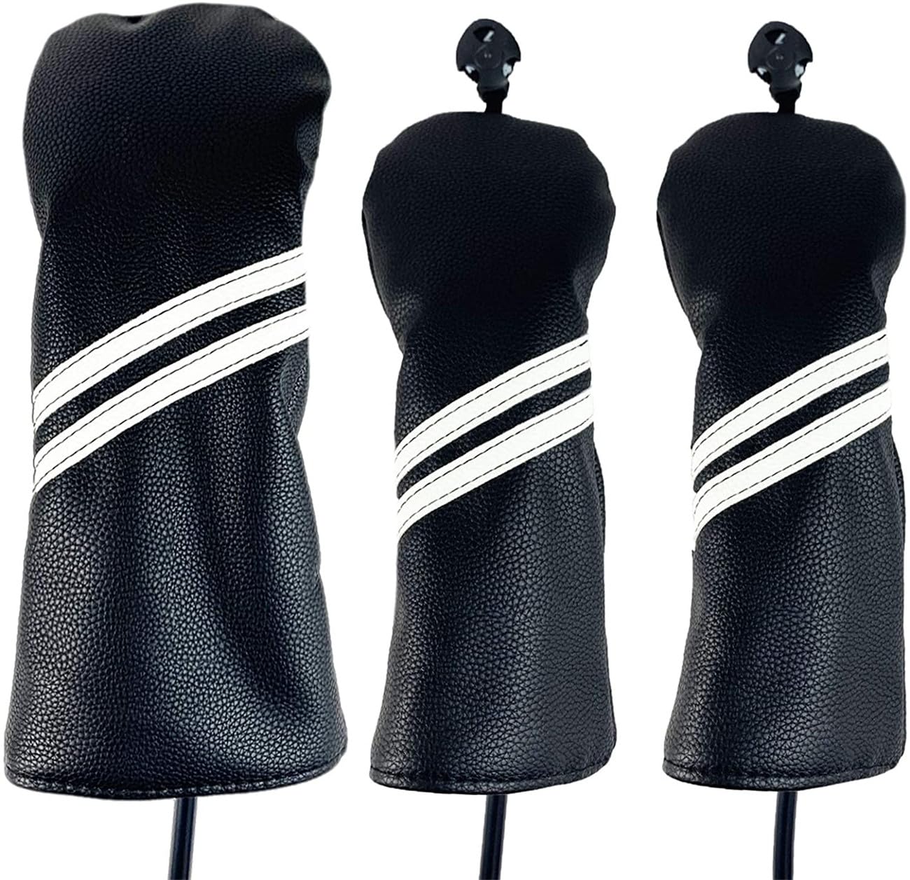 Mykepoda 3Pcs Black Golf Head Covers for Driver & Fairway Woods Wood Club Headcovers 135 Golf Covers