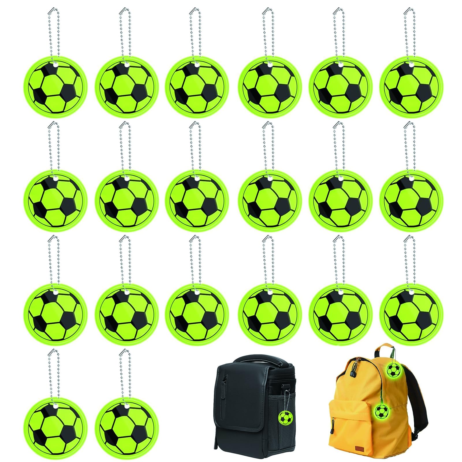 FDRJKN 30 Pcs Football Keyring, Football Gifts For Boys, Reflector Pendant Soccer Keychains Soccer Ball Keychains, Football Party Bags Fillers for Boys Kids Gift School Backpacks, Keys, Bicycles