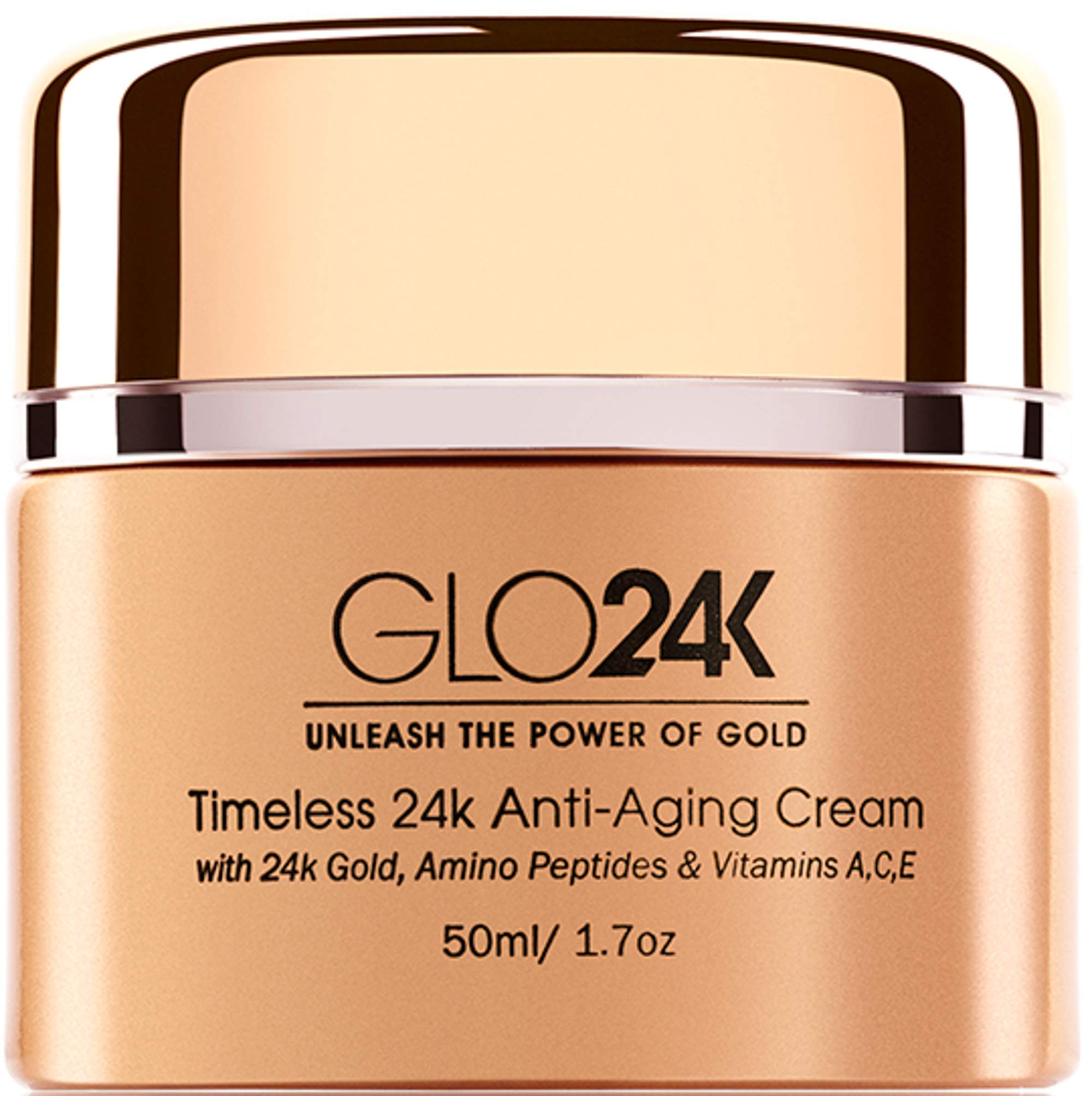 GLO24K 24k Gold Anti-Aging Cream with Vitamins, Hyaluronic Acid, Retinol