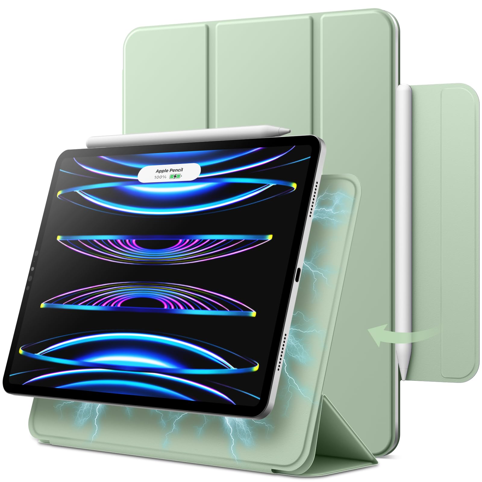 JETech Magnetic Case ONLY for iPad Pro 11 Inch (2022/2021/2020/2018 Model), and iPad Air 5/4 (10.9-inch 2022/2020), Support Pencil 2nd Gen Charging, Magnetic Attachment (Green)