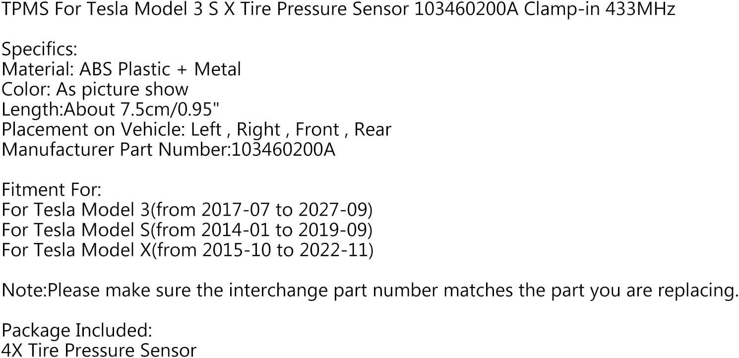 Amazoncom Areyourshop 4pcs Tpms For Tesla Model 3 S X Tire