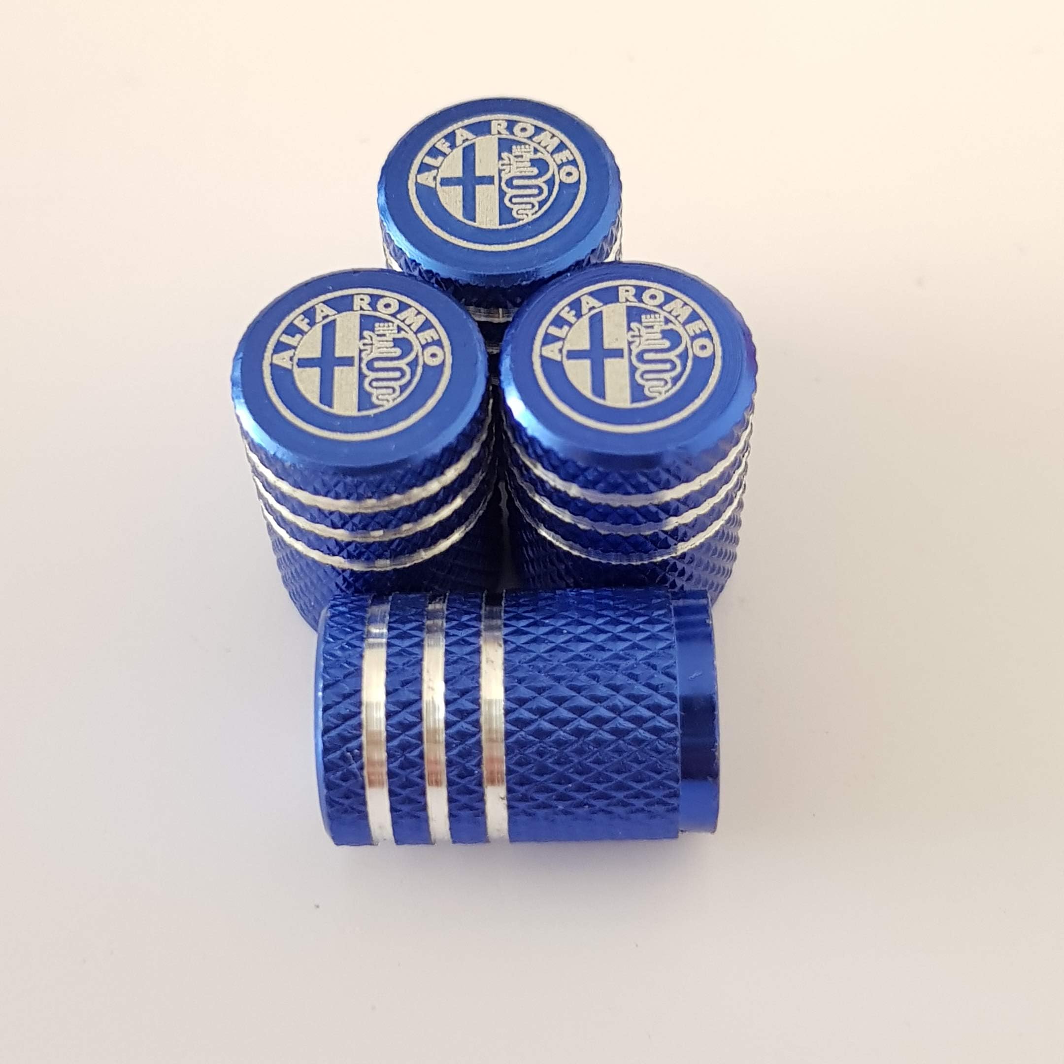 PT001 ALFA ROMEO Blue colored Laser engraved Tyre Valve Dust Caps Alloy for all Models 56 147 Mito Giulia 159 Brera