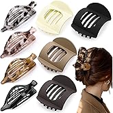 8 Pcs Flat Hair Clips for Women, 2 Styles French Flat Claw Clips for Women, Large Strong Hold Lay Down Claw Clips for Thick Thin Hair(Tortoiseshell)