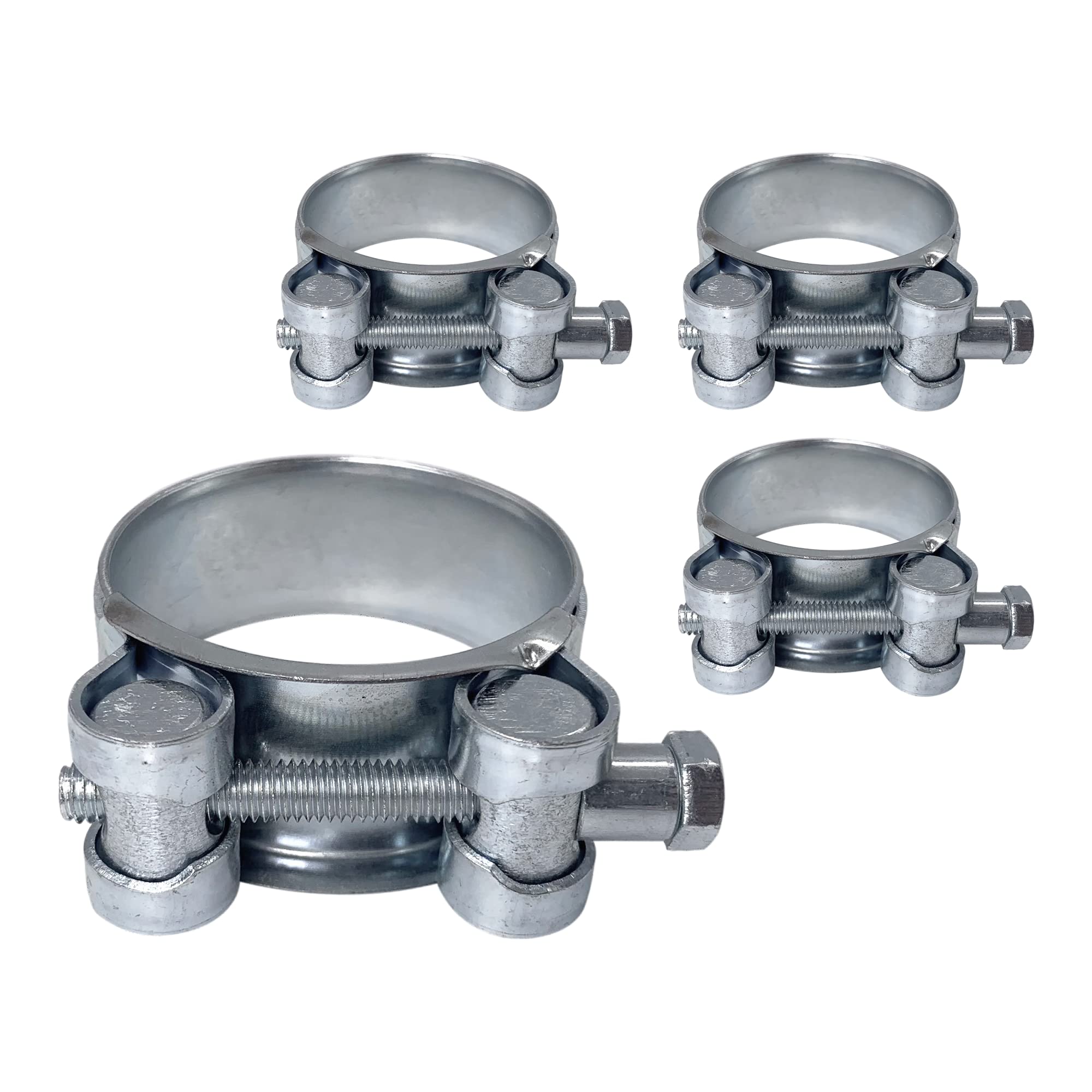 (Pack of 4 pcs) Pipe 44-47 mm Strong Reinforced Pipe Clamps, Galvanized Steel Tube Hose Clamp Fasteners (4 pcs, 44-47 mm)