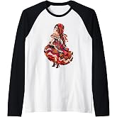 Dia De Los Muertos La Catrina Floral Sugar Skull Mexican Raglan Baseball Tee