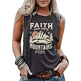 Faith Can Move Mountains Tank Tops Women Camping Hiking Tank Shirt Mountain Graphic Outdoor Adventure Tank Tee Vest