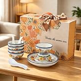 Ceramic Dinnerware Set for 6, 14-Piece Plates and Bowls Set | Polish Floral Pattern Dishware sets, Microwave &amp; Dishwasher Safe, Cereal Bowls and Dinner Plates Set, Stackable Dishes Set