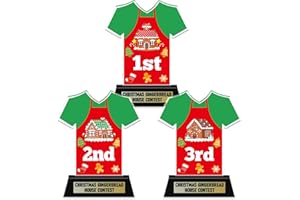 DoubleFill 3 Pcs Christmas Contest Trophy Awards 1st 2nd 3rd Place Competition Kit Party Contest Awards Trophy for Xmas Christmas Party Supplies Prizes, 5.1 Inch