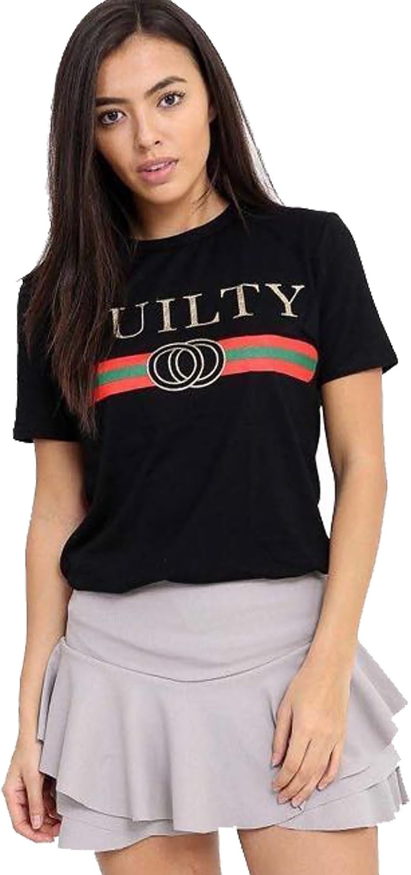 ARAMONIAT Womens Ladies Casual Party Retro Novelty Slogan Tops Short Sleeve Celeb T-Shirts