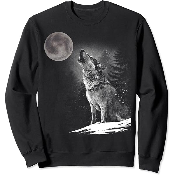 Amazon.com: Alpha Wolf Howling to Moon Dark Fantasy Graphic