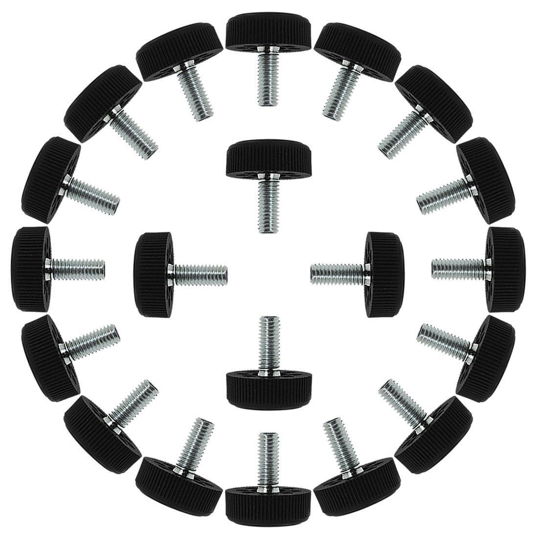 sourcingmap M8 x 20 x 30mm Screw on Furniture Glide Leveling Feet Floor Protector Adjustable Leveler for Table Desk Leg 20 Pack