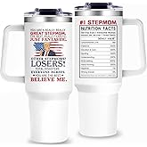 Gifts for Stepmom from Daughter Son,Funny Stepmom Gifts for Mothers Day from Son, 40oz Stepmoms Tumbler Step mom Gift, Unique Step moms Presents Gift Ideas for Stepmoms on Birthday Christmas