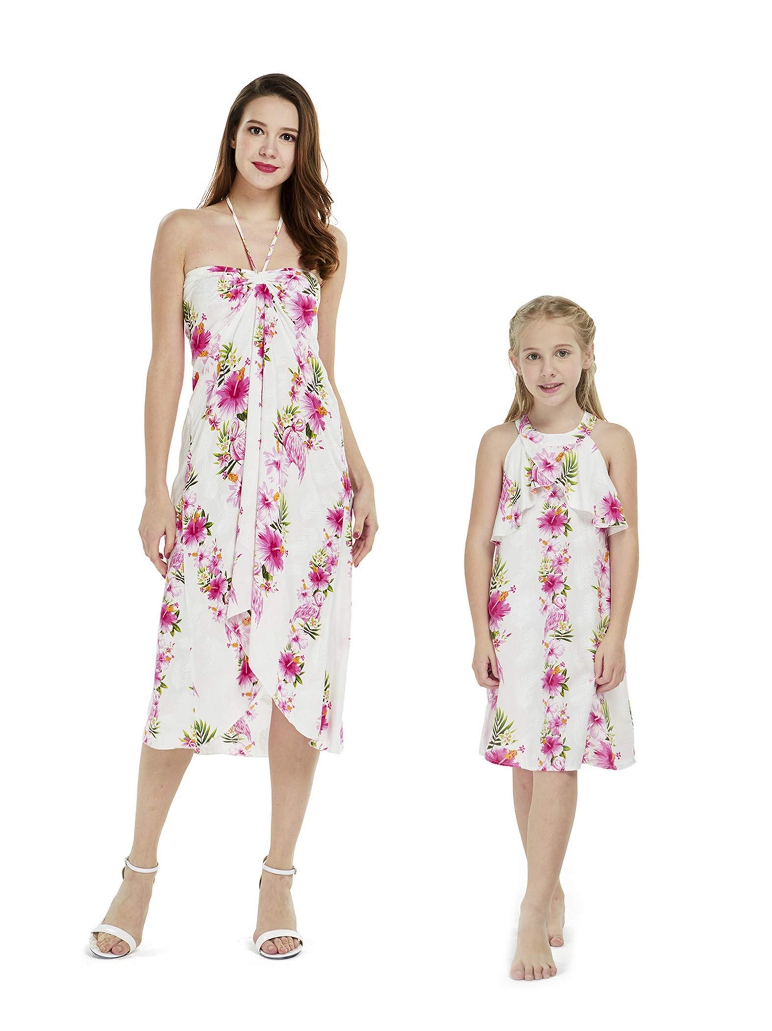 Matching Hawaiian Luau Mother Daughter Halter Dress