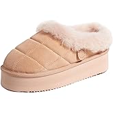 Dearfoams womens Genuine Shearling Platform Slippers Bendigo Comfy Puff Plush Womens Clog House Shoes