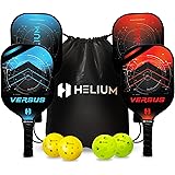 Helium Pickleball Paddles Set of 4 - USAPA Certified - Graphite Fiberglass Surface, Lightweight Honeycomb Core